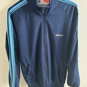 Wilson vintage retro track Jacket with Light Blue Accents